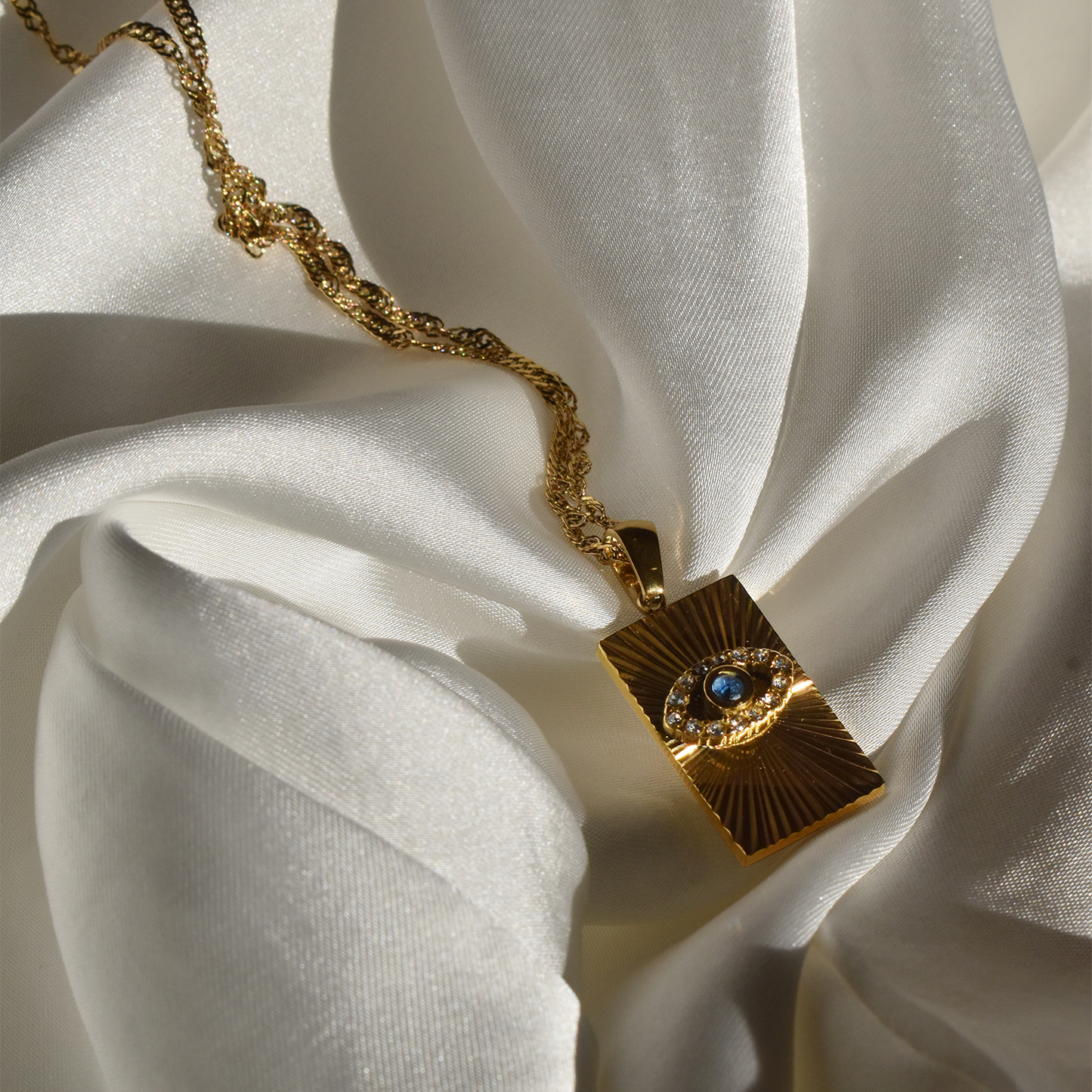 SINBI // Stainless Steel Blue Gem Evil Eye Necklace