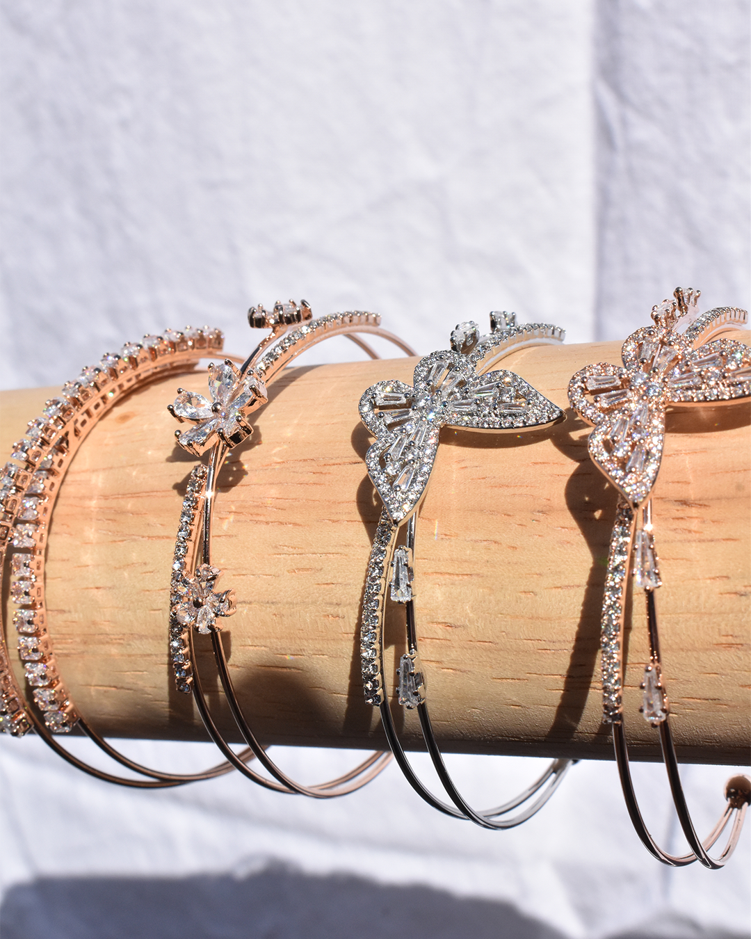 Sparkling Butterfly Open Bangle