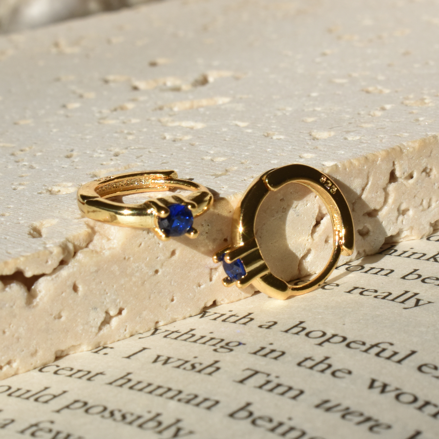 ARA // Blue Gem Huggie Hoops
