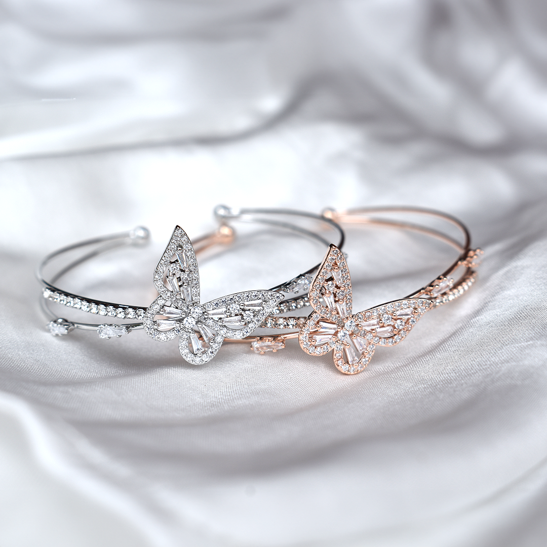 Sparkling Butterfly Open Bangle