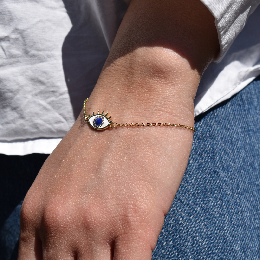 Gold Evil Eye Charm Bracelet