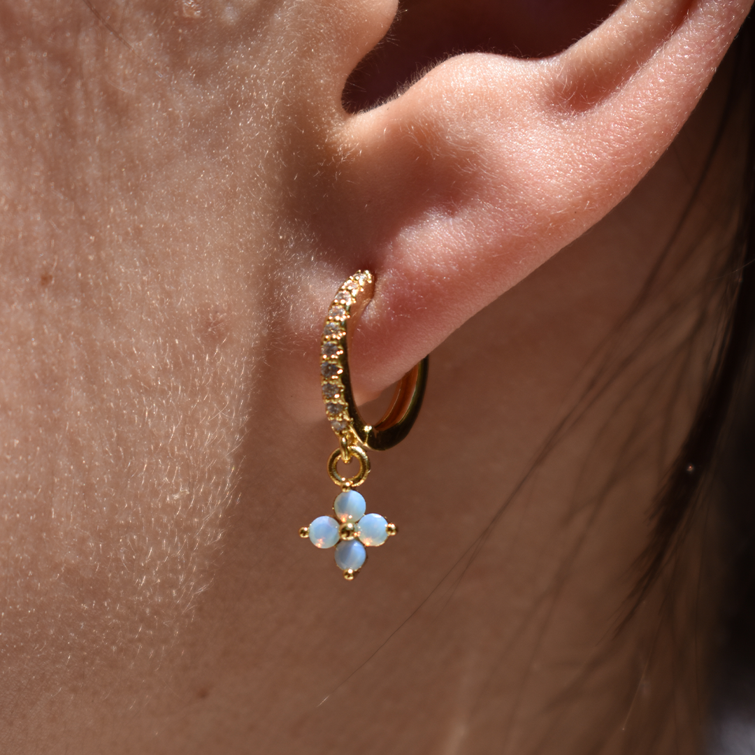 SUZI // Sky Flower Dangle Zirconia Hoop Earrings