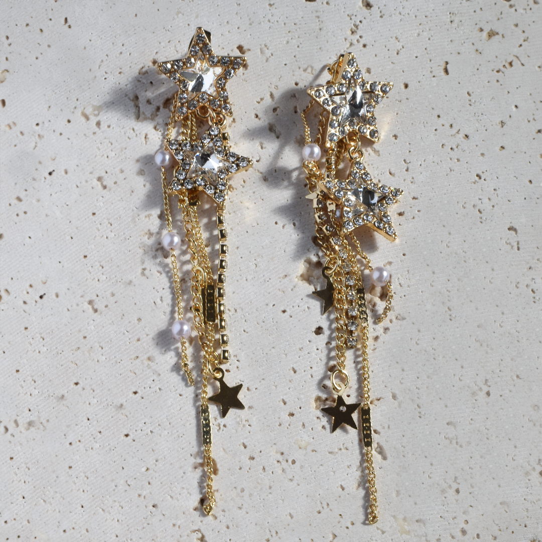 Shiny Stars Cubics Drops Earrings