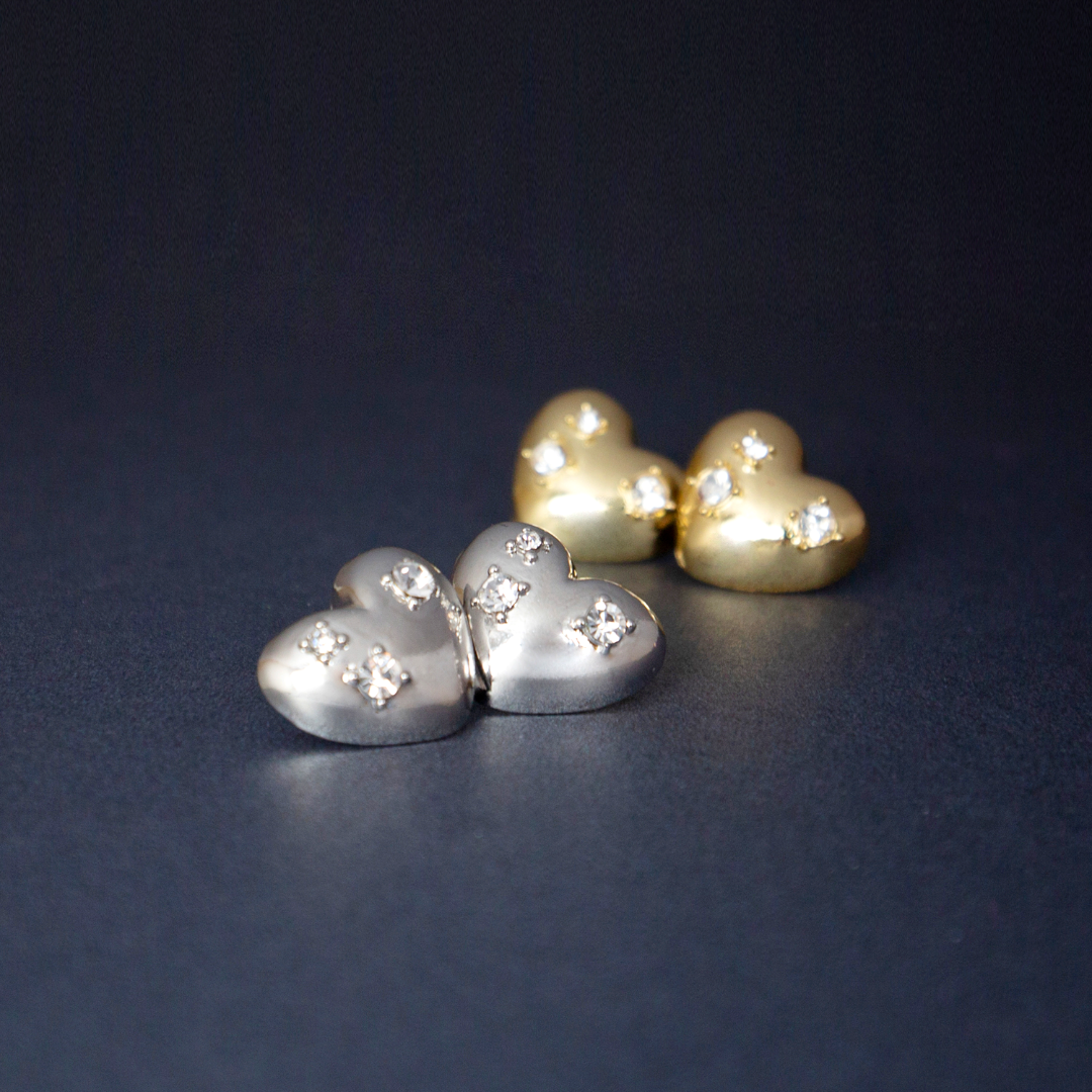 Love Heart Bold Rhinestone Earrings