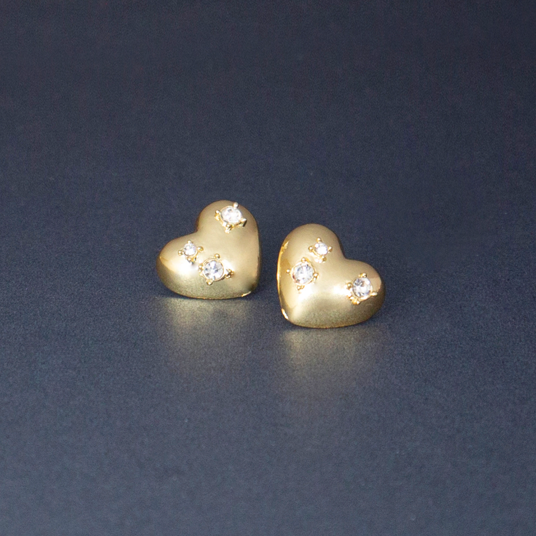 Love Heart Bold Rhinestone Earrings