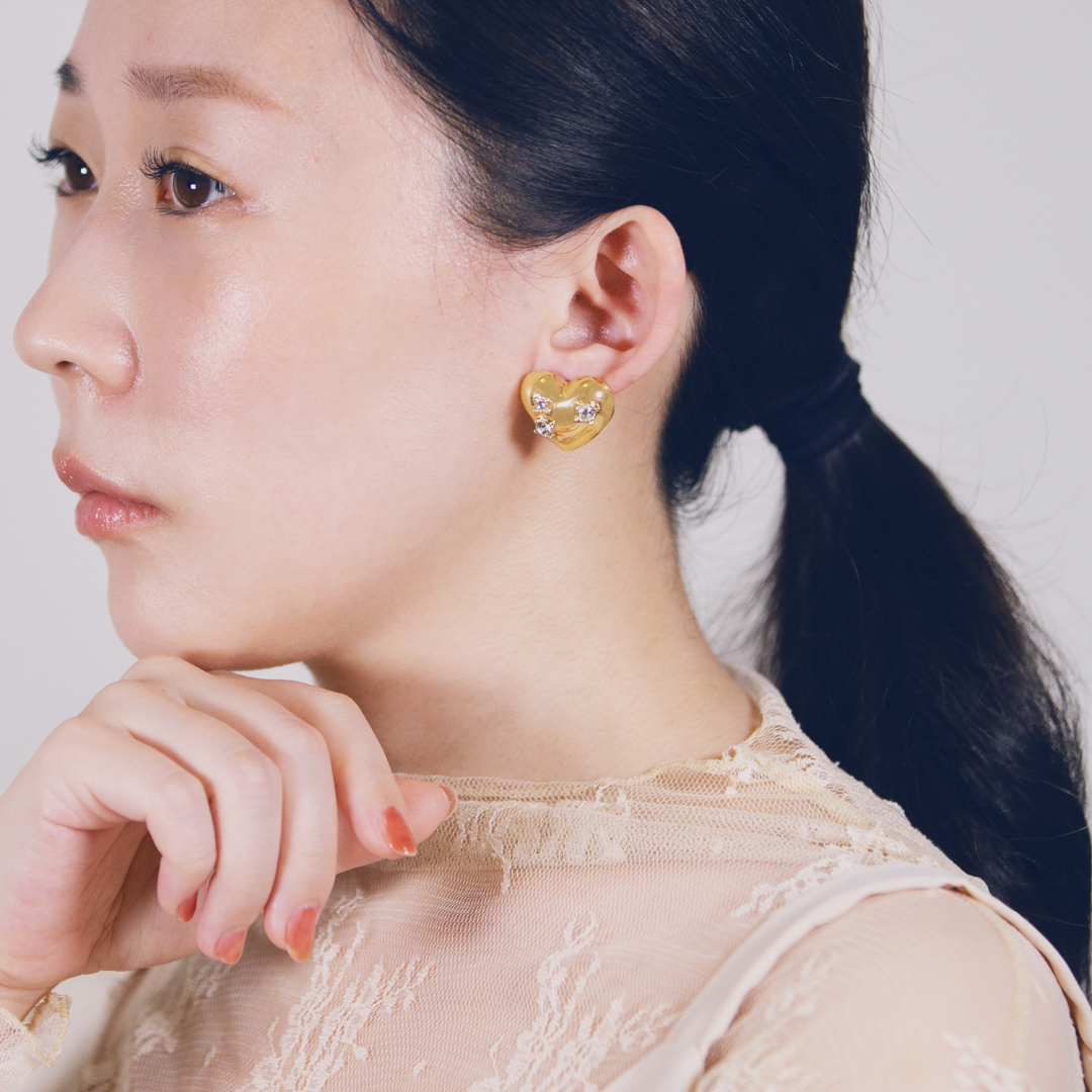 Love Heart Bold Rhinestone Earrings