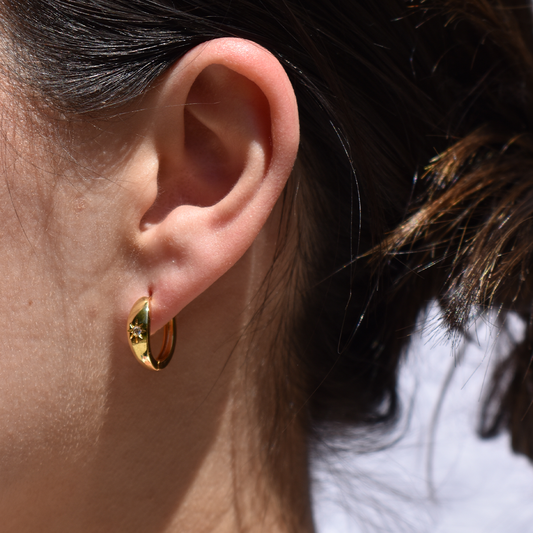 SUNA // Sun Cubic Zirconia Huggie Earrings