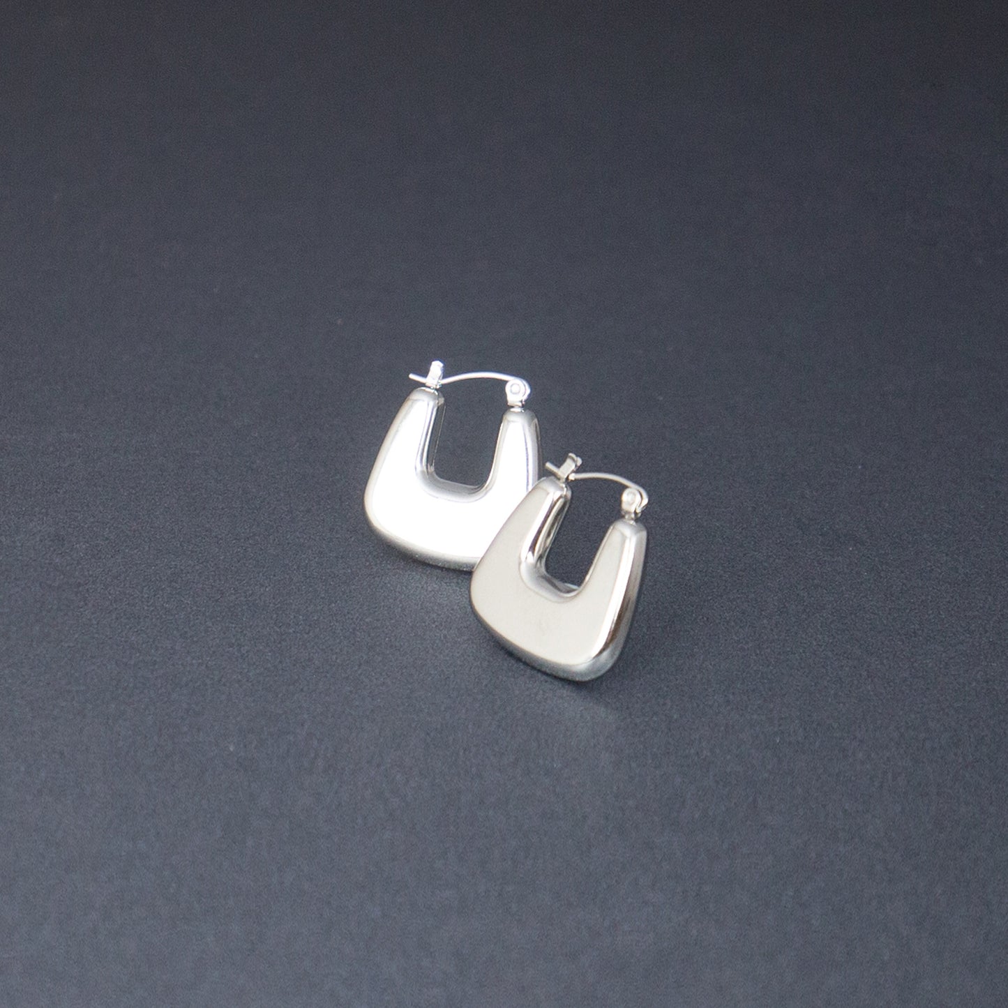 Stainless Steel Chunky Square Hoop Earrings