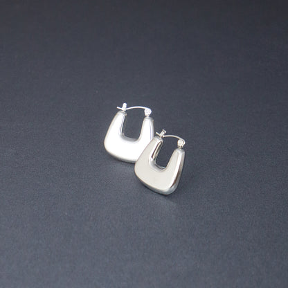 Stainless Steel Chunky Square Hoop Earrings