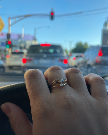 Glamour Three Layering CZ Adjustable Ring