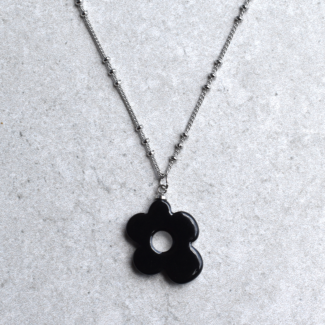 Petite Black Daisy Necklace