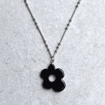 Petite Black Daisy Necklace