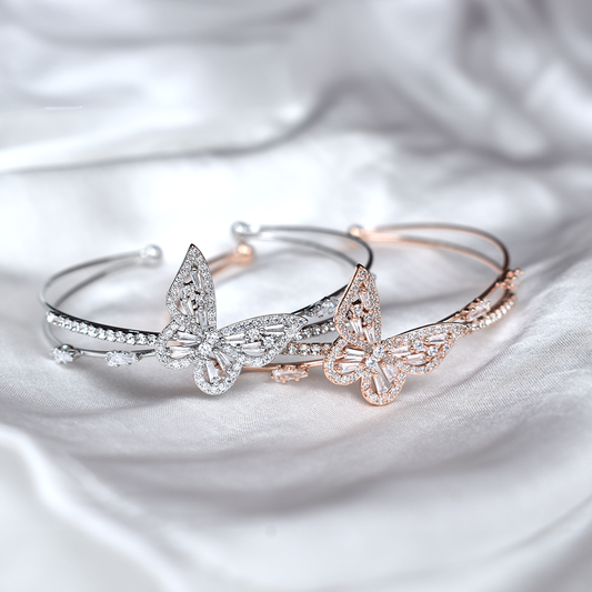 Sparkling Butterfly Open Bangle