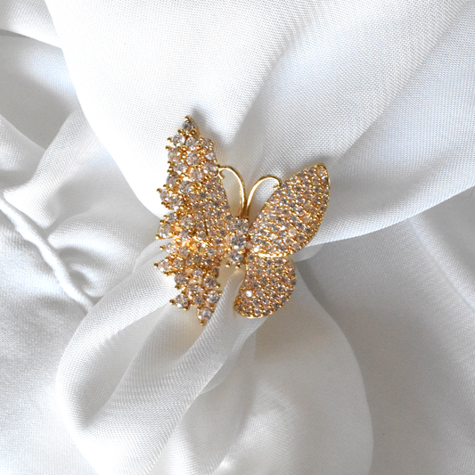 Gold Dazzle Butterfly Open Ring