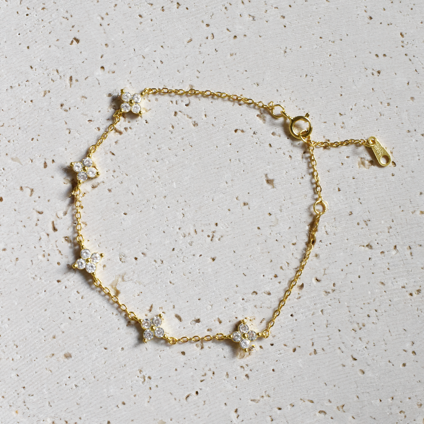 YUNA // S925 Dainty Cubic Zirconia Flowers Bracelet