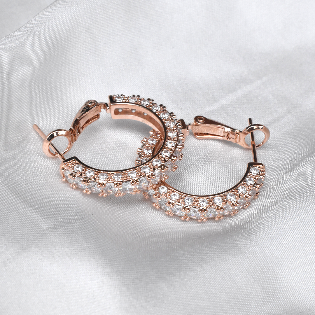 Rose Gold Filled Sparkling Diamonte Hoops