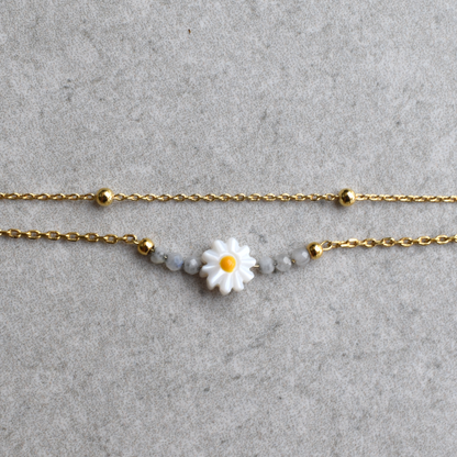 Waterproof Double Ball Chain Daisy Point Bracelet