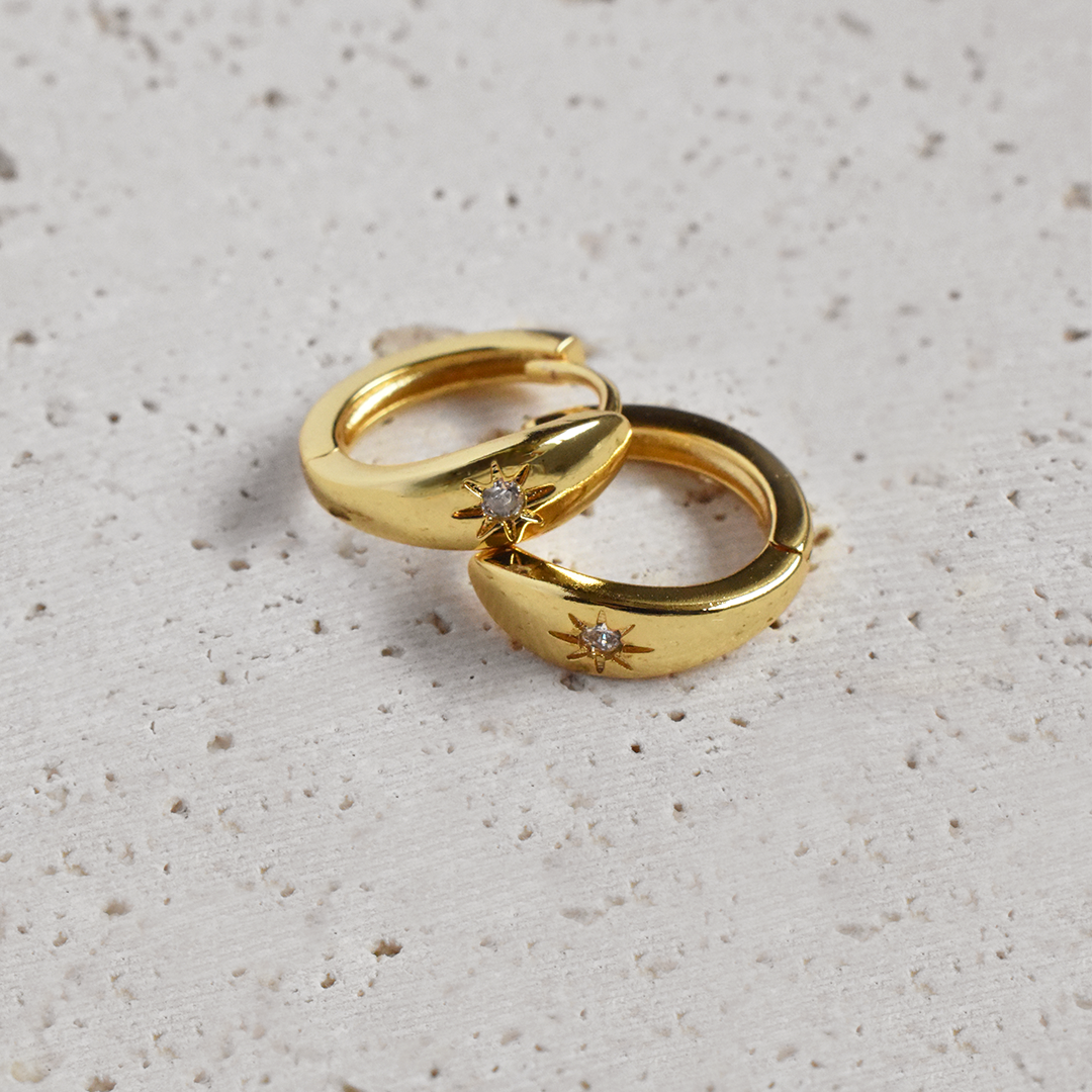 SUNA // Sun Cubic Zirconia Huggie Earrings