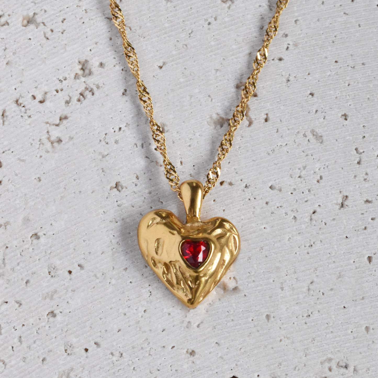 Daily waterproof jewellery red heart necklace