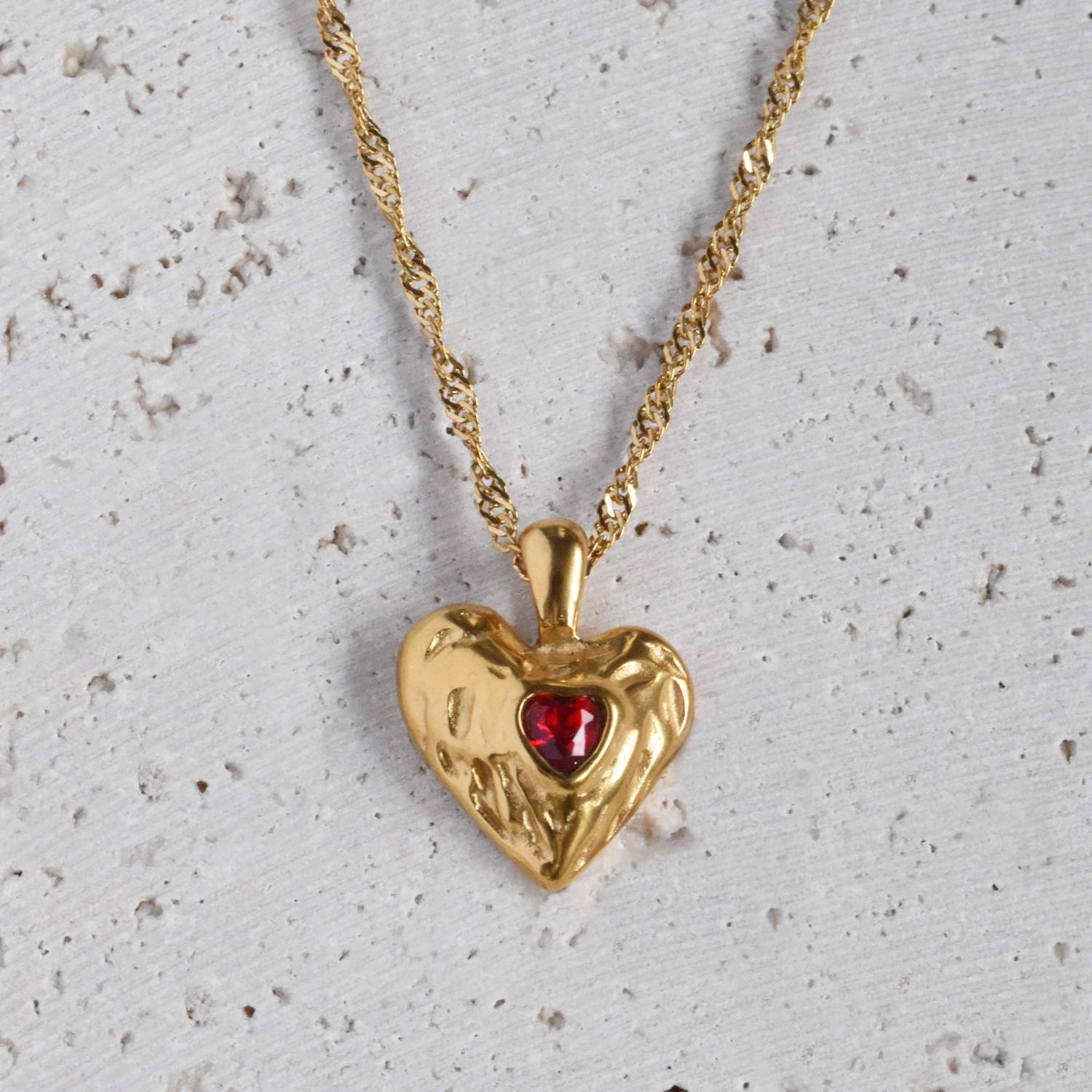 Daily waterproof jewellery red heart necklace