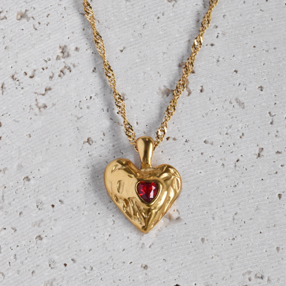 Daily waterproof jewellery red heart necklace