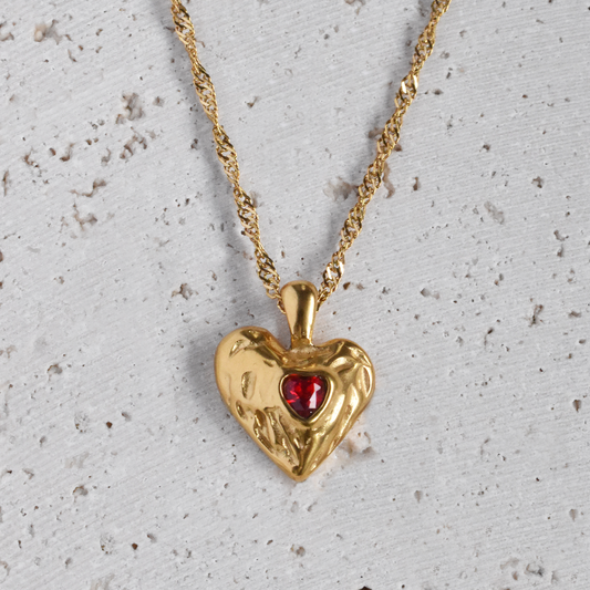 Daily waterproof jewellery red heart necklace