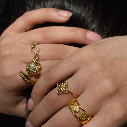 YOUNGHUI // Stainless Steel Rose Open Ring