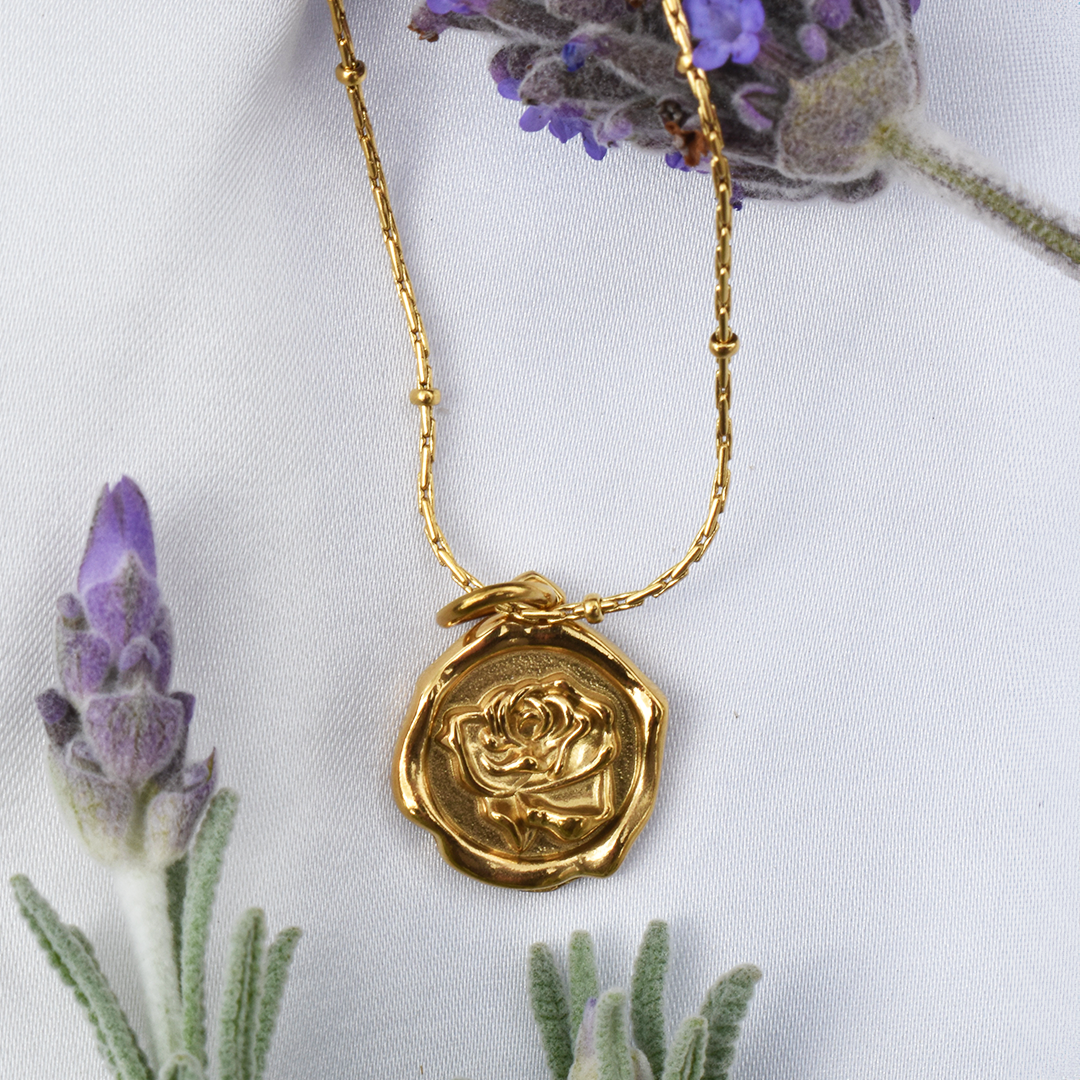 JANGMI - Stainless Steel Rose Pendant Necklace