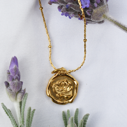 JANGMI - Stainless Steel Rose Pendant Necklace