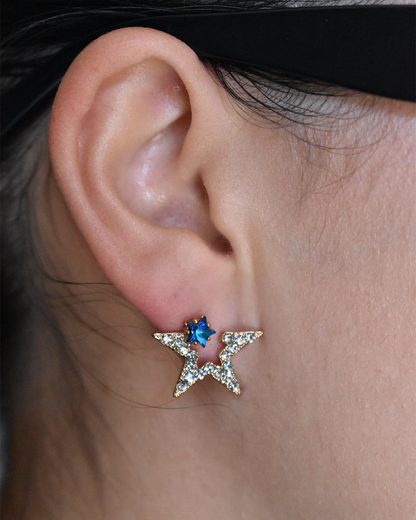 Sparkle Double Cubics Star Earrings