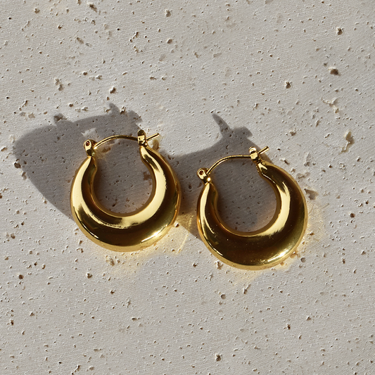 Gold Plated Crescent Clean Hoop Earrings