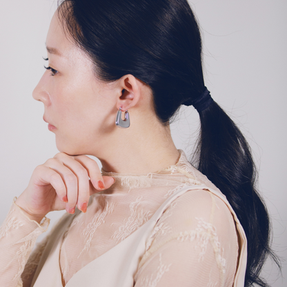 Stainless Steel Chunky Square Hoop Earrings