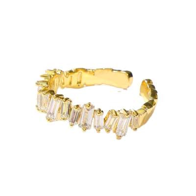 Sparkling Rhinestone Decor Cuff Ring