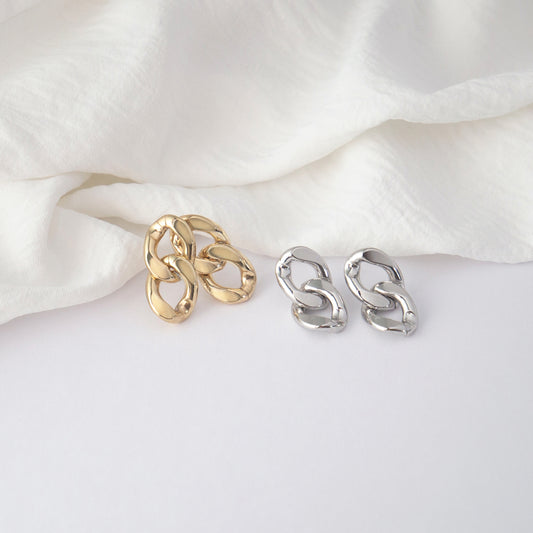 Double Link Chain Earrings - S925 Stud