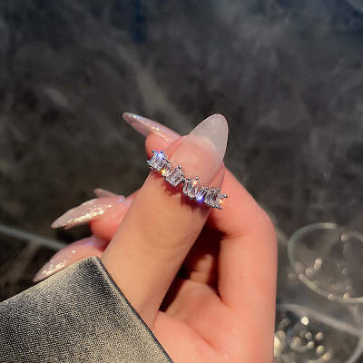 Sparkling Rhinestone Decor Cuff Ring